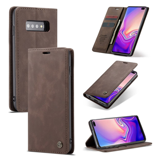 suojakoteloME Samsung Galaxy S10 auto-absorbed nahkainen flip suojakotelo - Kahvi