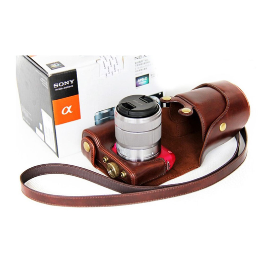 Sony NEX-F3 vahaöljykäsitelty kamerakotelo - Tummanruskea