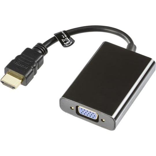 Sovitin HDMI - VGA Ja ääniliitäntä, 19-pinninen Uros - 15-pinninen Naaras Ja 3,5 Mm Naaras, Ulko