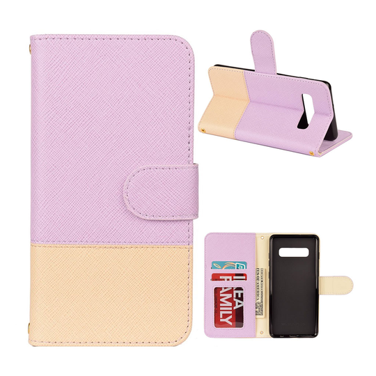 Samsung Galaxy S10 Plus vastaväri nahkainen flip suojakotelo - Violetti