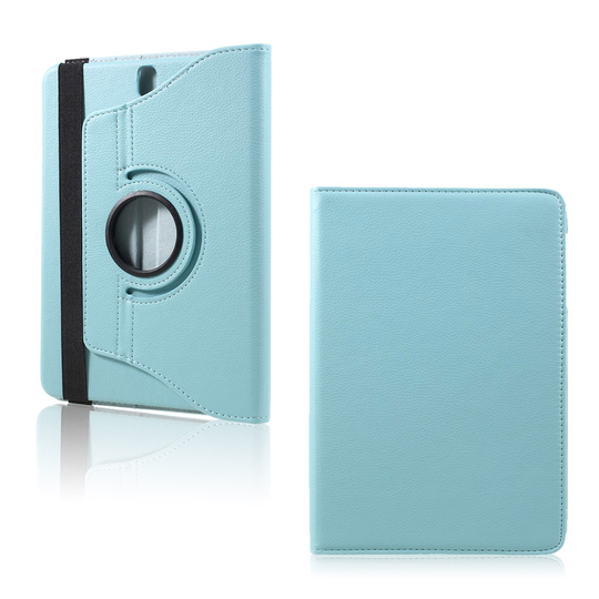 Samsung Galaxy Tab S3 (9.7") Litsi Pintainen Nahkakotelo Standillä - Vaaleansininen