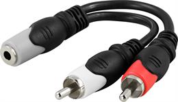 Multimedia adapteri 3 5mm naaras -> 2x RCA uros - 10cm