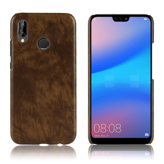 Huawei P20 Lite Liitsihedelmä Jyväinen Synteetti Nahkainen Muovi Takasuoja Kuori - Kahvi