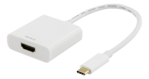 DELTACO USB-C - HDMI-sovitin 4096 x 2160 taajuudella 30 Hz valkoinen
