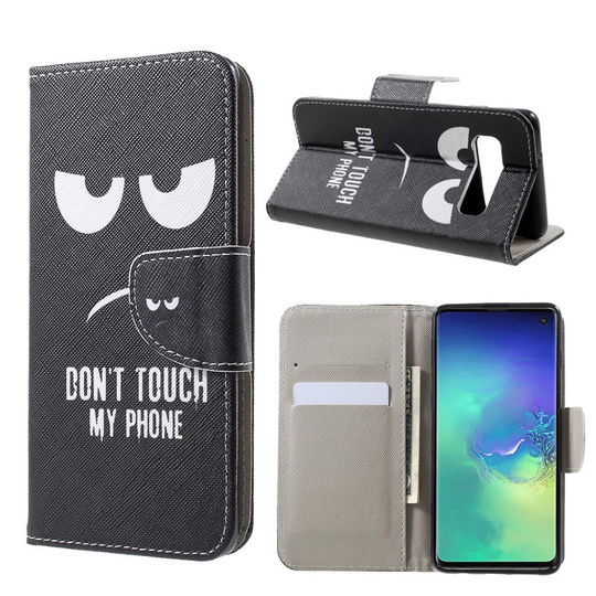 Samsung Galaxy S10 risti pintainen nahkainen flip suojakotelo - Do Not Touch My Phone
