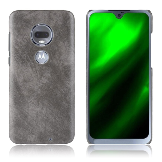 Motorola Moto G7 litsi pintainen nahkainen suojakotelo - Harmaa
