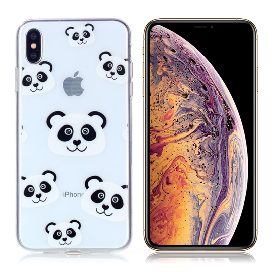 iPhone 9 Plus Kuviollinen Pehmeä ja Joustava Muovinen Takasuoja Kuori - Ihanat Pandat