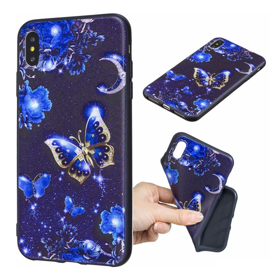 iPhone Xs Max Pehmeä joustava silikooni muovinen kuviollinen takasuoja kuori - Kimaltelevat Perhoset