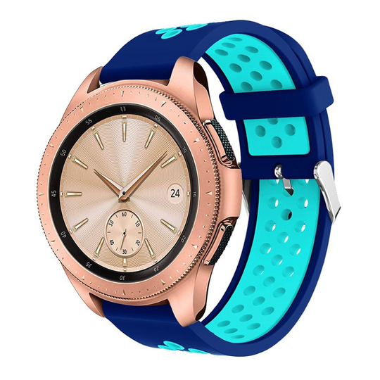 Samsung Galaxy Watch (42mm) Ontto kaksisävyinen silikooni muovinen kellon vaihto ranneke - Tumman Sininen/ Vaalean Sininen
