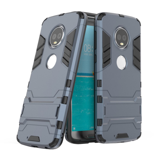 Motorola Moto G6 Muovi + TPU Hybriidi puhelinkuori missä Kickstand Plus - Tumman Sininen