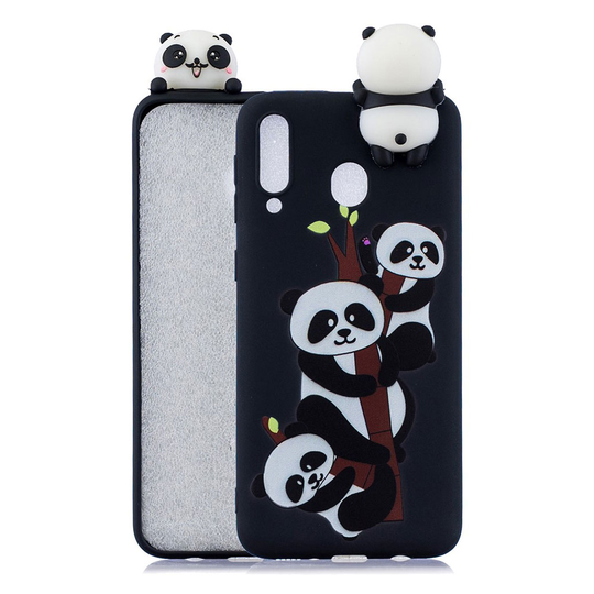 Cute 3D Samsung Galaxy A40 kuoret - Kolme Pandaa Kiipeää Oksalle