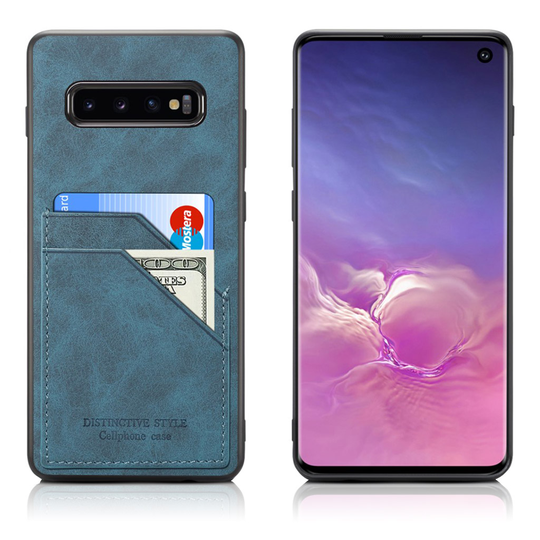 Samsung Galaxy S10 dual card slot leather case - blue