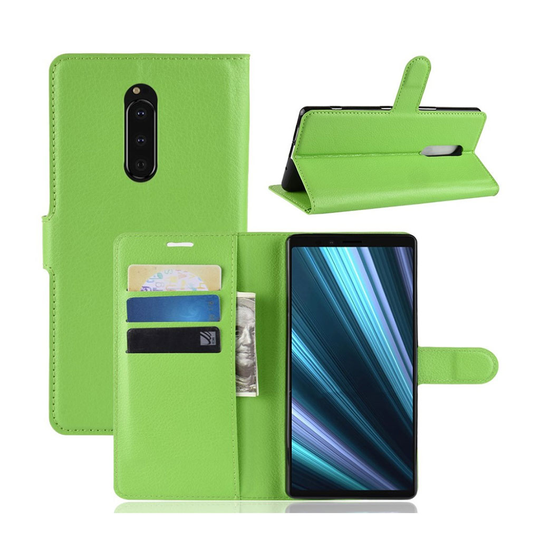 Sony Xperia XZ4 litsi pintainen nahkainen flip suojakotelo - Vihreä