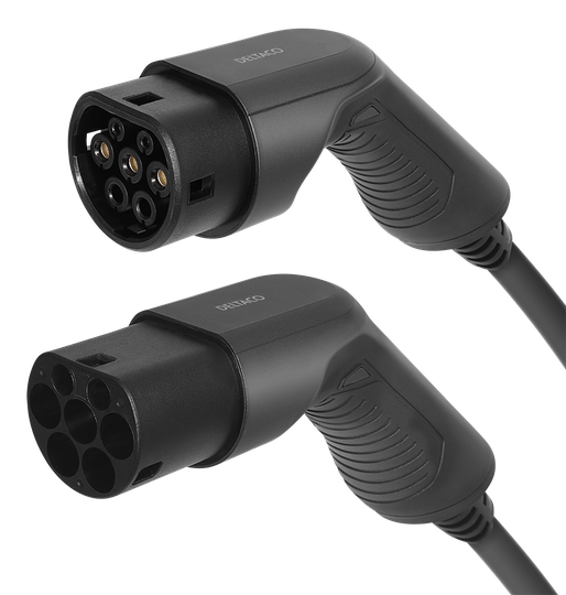 E-Charge Sähköauton Latauskaapeli, Type 2 - Type 2, 3-vaihesähkö, 16 A, 11 KW, 3 M, Musta