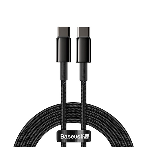 Baseus Tungsten USB-C - USB-C 100W PD Latauskaapeli 2m - Musta