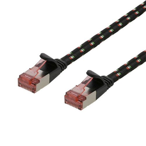 Litteä Laitekaapeli, U/FTP, Cat6a, 2 M, Monilankaiset Johtimet, 2,3 X 6,4 Mm, Kangaspäällysteinen