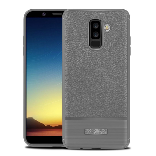 Samsung Galaxy A6 Plus Pehmeä Harjattu Liitsihedelmän Jyvä TPU takasuoja Kuori - Harmaa