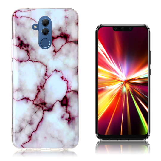 Huawei Mate 20 Lite marmori IMD kuviollinen silikooni muovinen joustava takasuoja kuori - Punainen