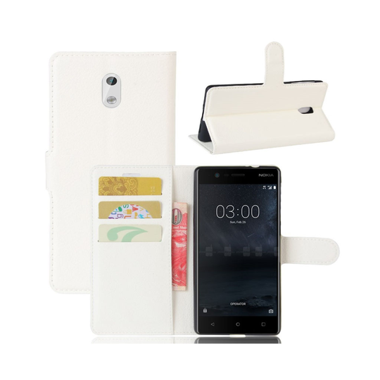 Nokia 3 moderni nahkakotelo - Valkoinen