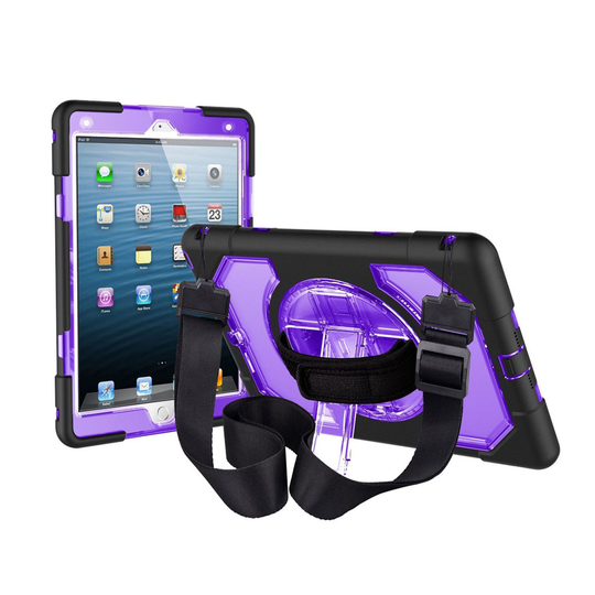 iPad (2018) heavy duty takatuki hybrid suojakotelo - Violetti