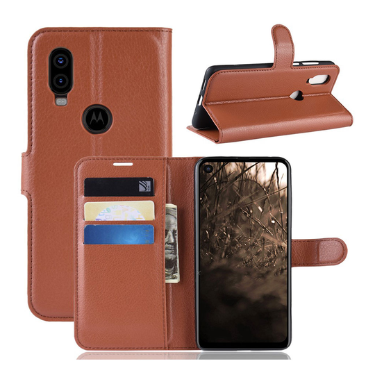 Motorola P40 litsi nahkainen suojakotelo - Ruskea