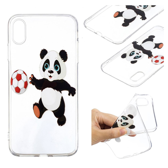 iPhone Xs Max Pehmeä Muovinen Kuvallinen Taksuoja Kuori - Jalkapallo Panda
