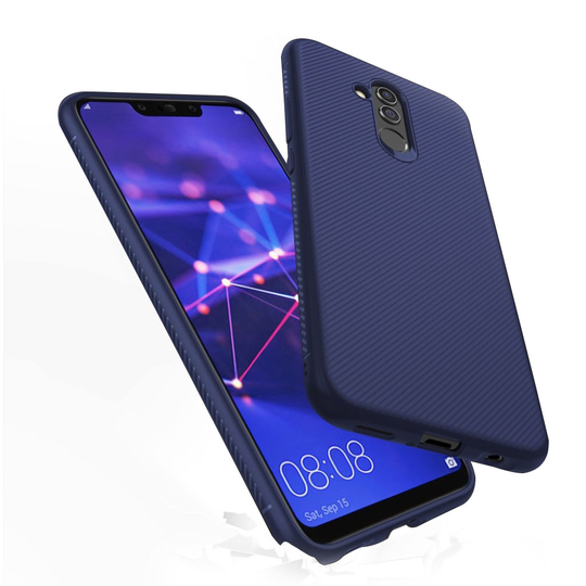 Huawei Mate 20 Lite Tvilli kangas rakenteinen silikooni muovinen pehmeä takasuoja kuori - Sininen