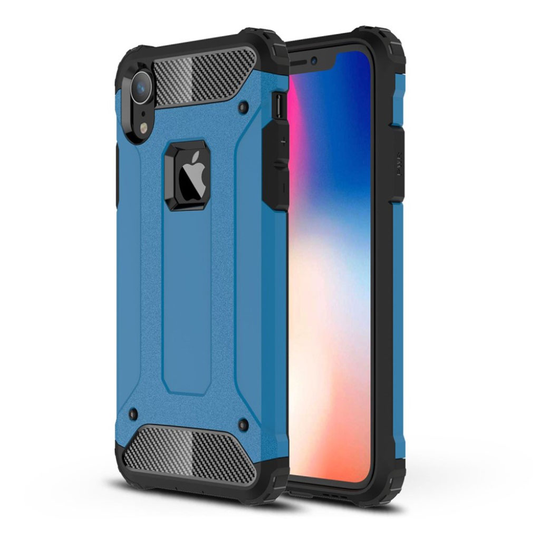 iPhone Xr Iskukestävä Hybriidi Muovinen Takasuoja Kuori Kulma Vahvisteille - Vaalean Sininen