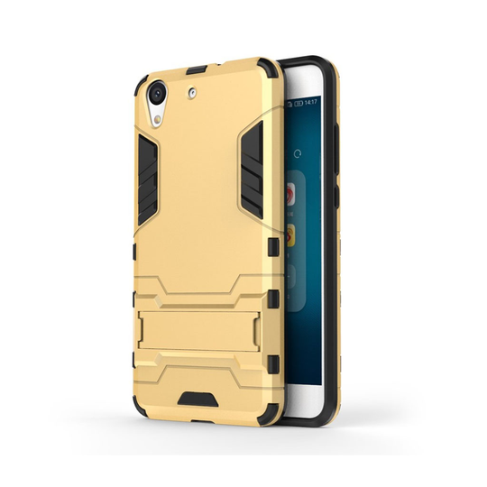 Huawei Y6 II Kiinteä Kuori Standillä - Kulta