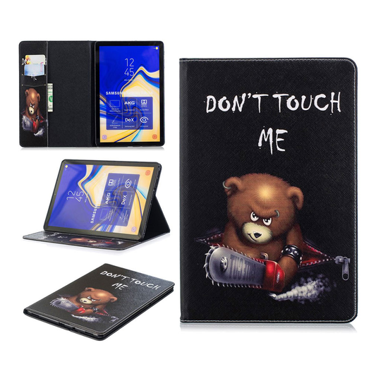 Samsung Galaxy Tab S4 kuviollinen syntetti nahkainen suojakotelo missä kortti paikat - Nalle ja Varoitusteksti