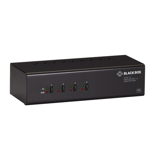 BLACK BOX KVM SWITCH - 4-PORT, DUAL-MONITOR, MIXED DISPLAYPORT 1.2 AND HDMI 2.0, 4K 60HZ, USB 3.0 HU