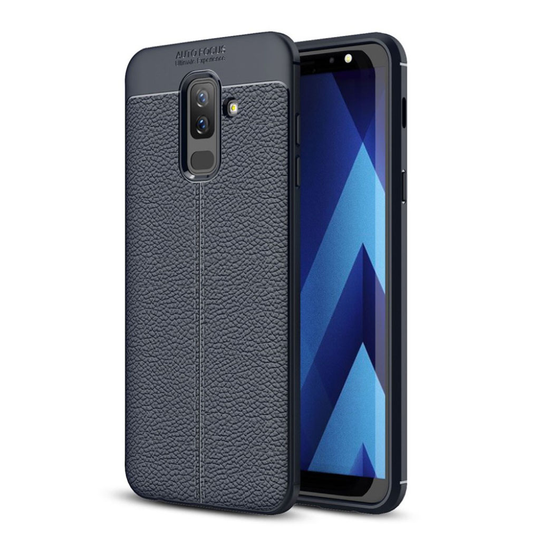 Samsung Galaxy J8 (2018) Liitsihedelmän Jyvä Pintainen Joustava TPU Takasuoja Kuori - Tumman Sininen