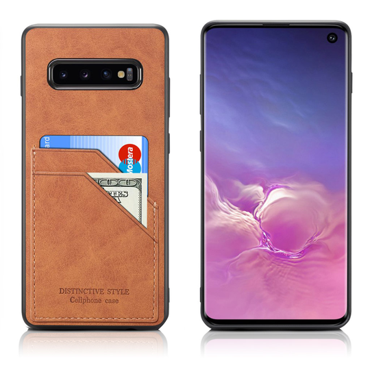 Samsung Galaxy S10 dual card slot leather case - Brown