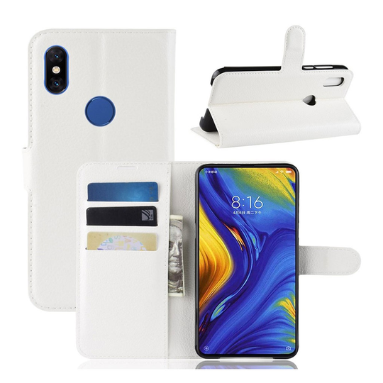 Xiaomi Mi Mix 3 litsi nahkainen suojakotelo - Valkoinen