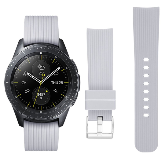Samsung Galaxy Watch (42mm) raidallinen silikooni muovinen kellon vaihto ranneke - Harmaa