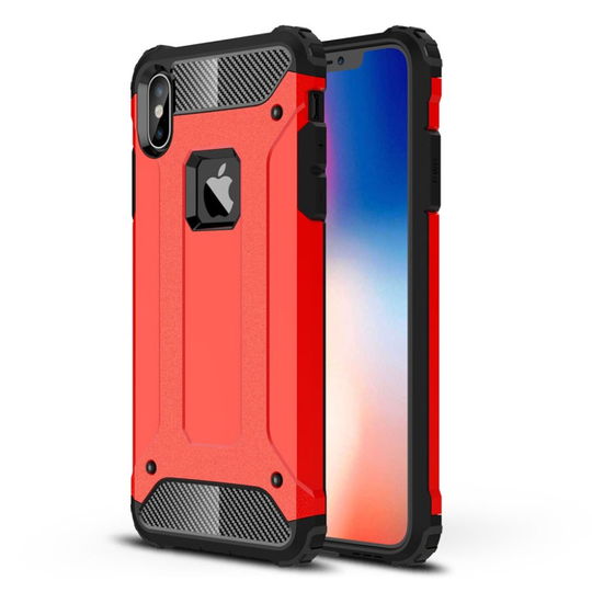iPhone Xs Max beskyttelses deksel av hybrid materiale - rød