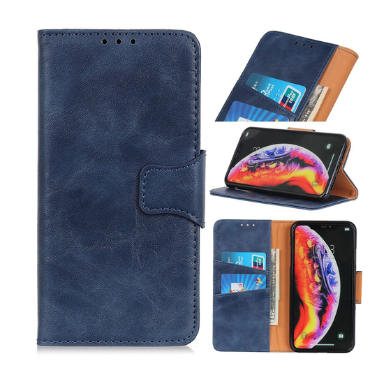 Crazy Horse Samsung Galaxy A50 wallet leather case - Blue