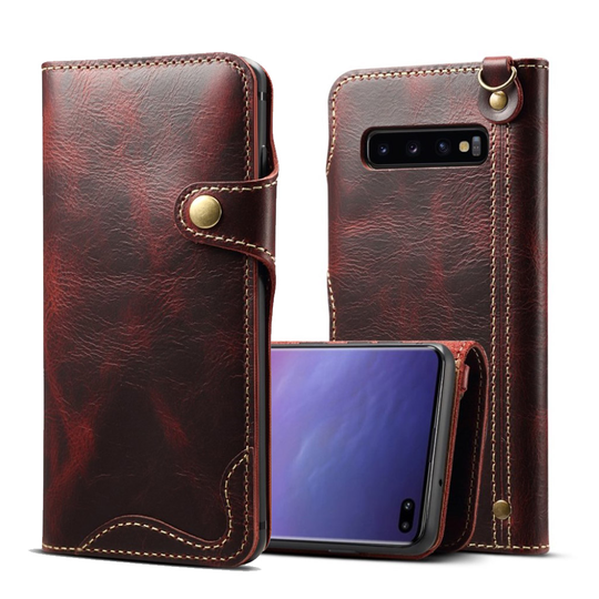 Samsung Galaxy S10 Plus genuine leather case - Wine Red