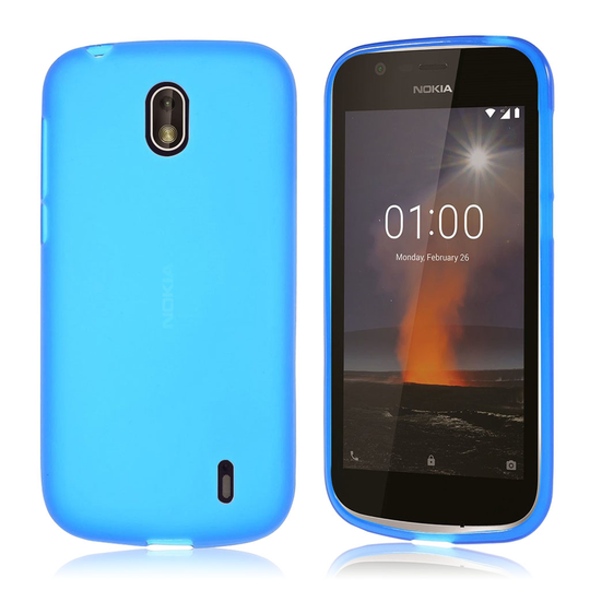 Nokia 1 Kaksipuolinen Matta Pintainen TPU Muovi Takasuoja Kuori - Sininen