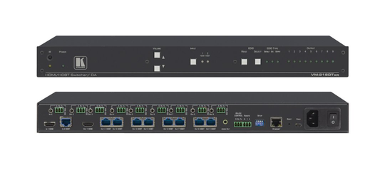 KRAMER VM-218DTXR 2X1:8 4K UHD HDMI AND HDBASET DISTRIBUTION AMPLIFIER