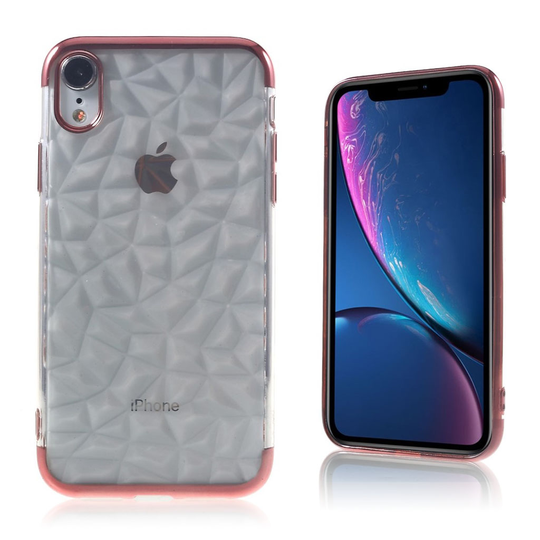 iPhone Xr Timantti rakenne pintainen pehmeä silikooni muovinen suojakuori - Ruusu Kulta