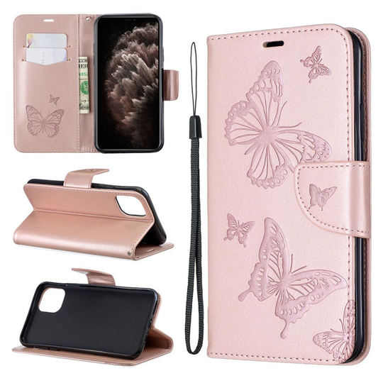 Butterfly iPhone 11 Pro Max kotelot - Ruusukulta