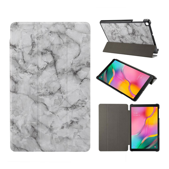 Samsung Galaxy Tab A 10.1 (2019) marble tri-fold leather case - Grey