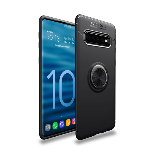 Samsung Galaxy S10 metalli rengaspidike takatuki suojakotelo - Musta