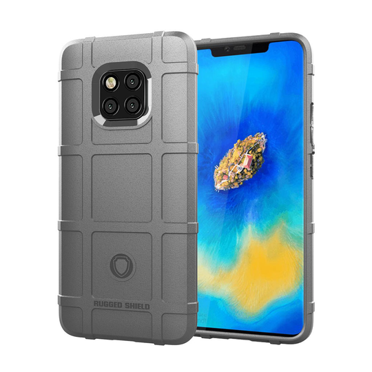 Huawei Mate 20 Pro iksukestävä ruudukko kuvio pintainen silikooni muovinen takasuoja kuori - Harmaa