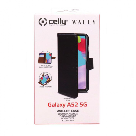 Celly Wally Lompakkomallinen Suojakotelo Samsung Galaxy A52 5G - Musta