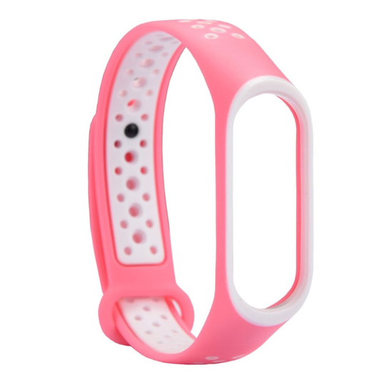 Xiaomi Mi Band 3 kaksi sävyinen joustava silikooni muovinen kellon vaihto ranneke - Valkoinen/ Pinkki