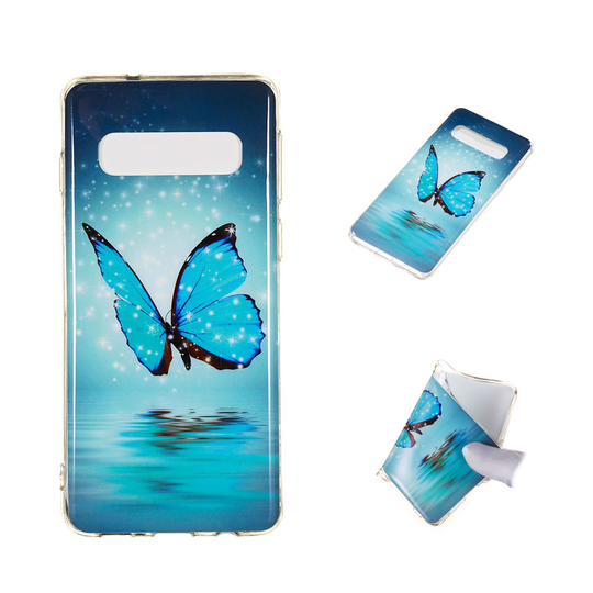 Samsung Galaxy S10 kirkkaasti hohtava kuosi Suojakotelo - Sininen Perhonen