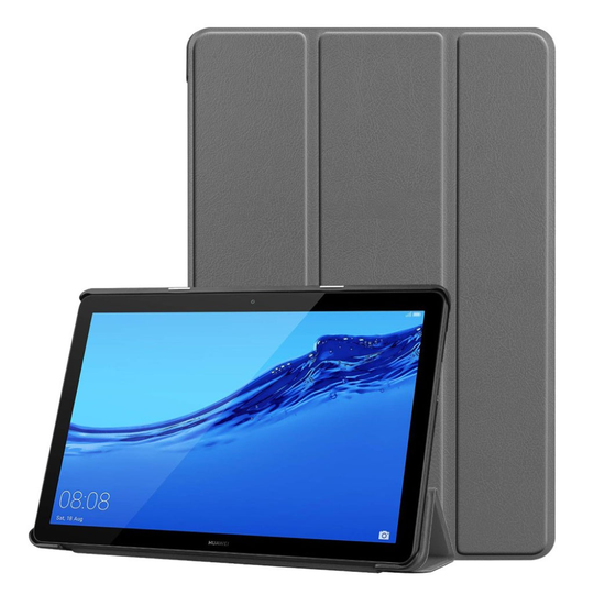 Huawei MediaPad T5 tablettiin taivutettava synteetti nahkainen muovinen suojaava kuori - Harmaa