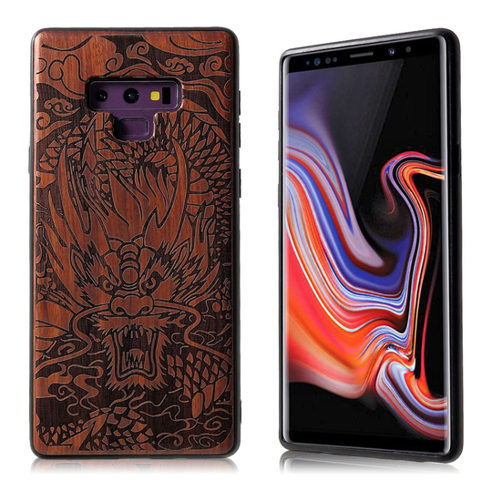 Samsung Galaxy Note9 puinen veistos kuviollinen muovipohjainen takasuoja kuori - Lohikäärme